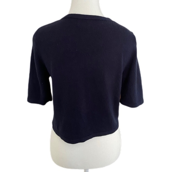 Croft & Barrow Navy Open Front Short Sleeve Cropped Bolero Cardigan Size Small - Picture 2 of 9